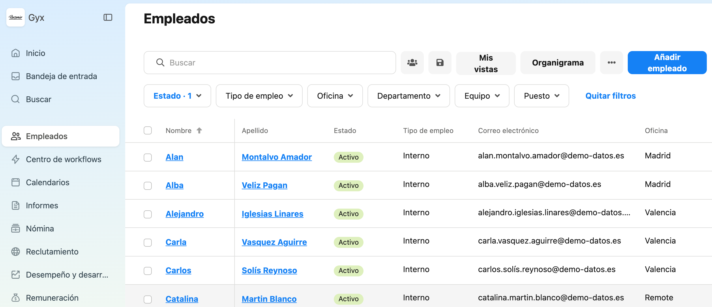 Plantilla base de datos empleados Personio