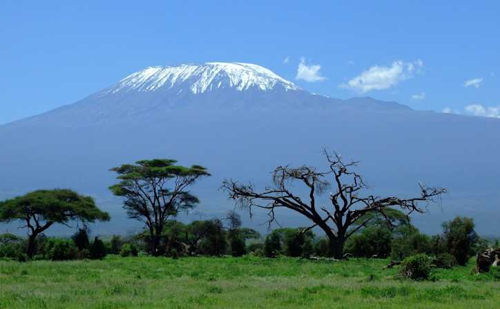 The view of Mt Kilimanjaro from Amboseli National Park.