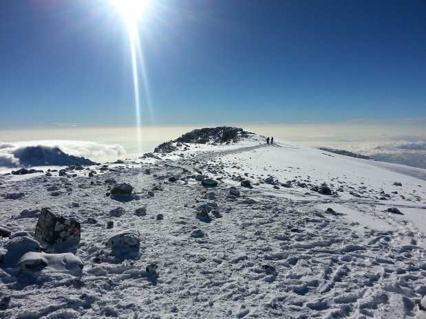 Point where trekkers find it hard to distinguish between clouds and snow! 