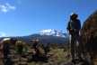 Trekkers pose with the glorious Uhuru peak in the backdrop! 