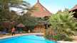 Outside view of the lodge and swimming pool