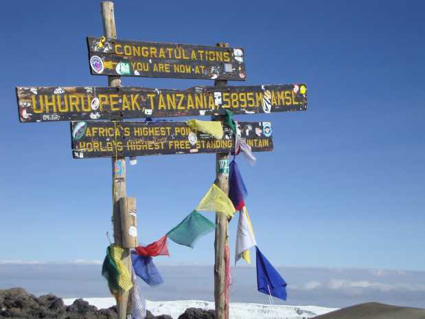 The highest point of Africa at 5895 meters above sea level - Uhuru Peak