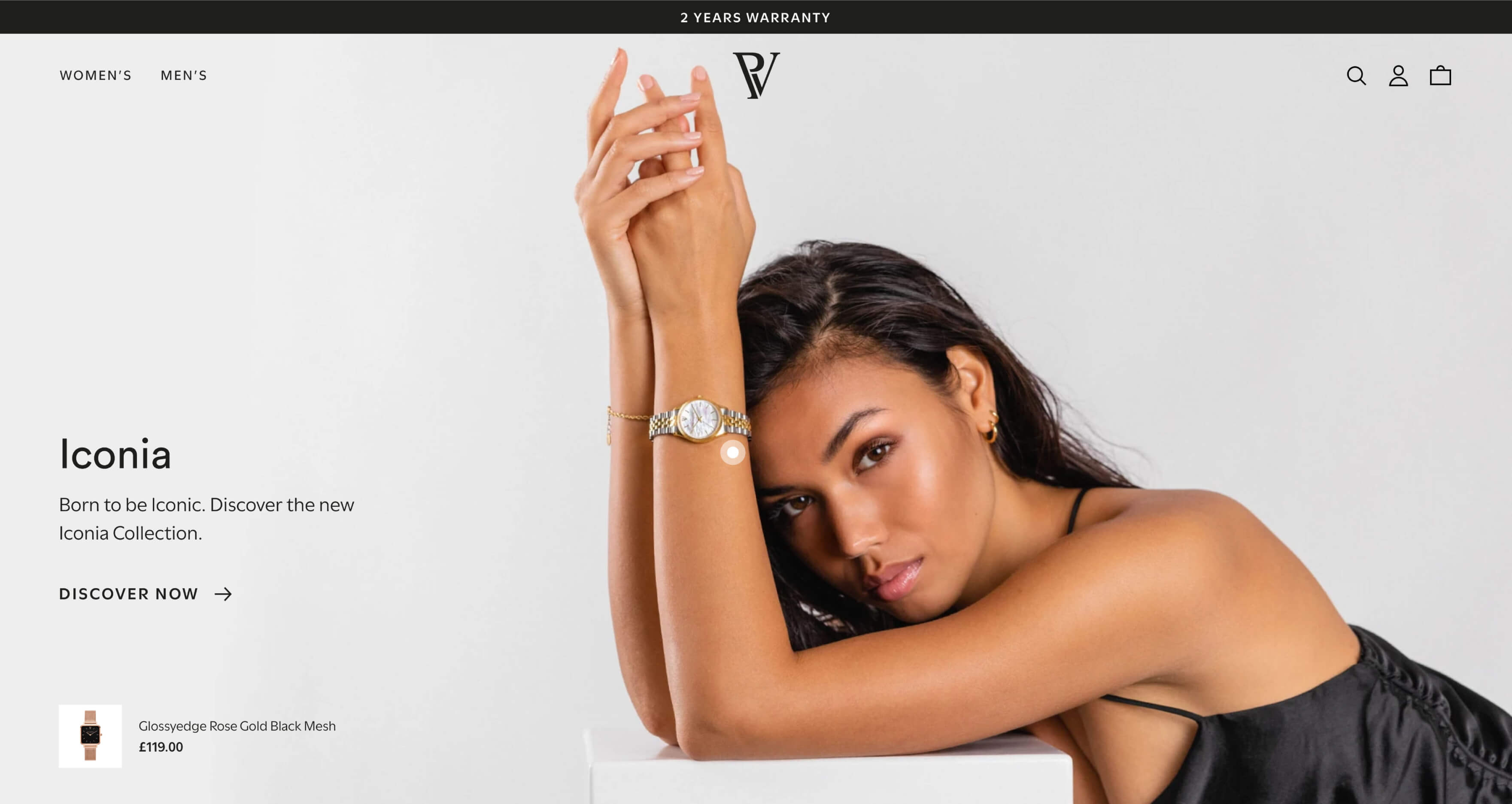 The landing page hero banner of Paul Valentine at August 2020.
