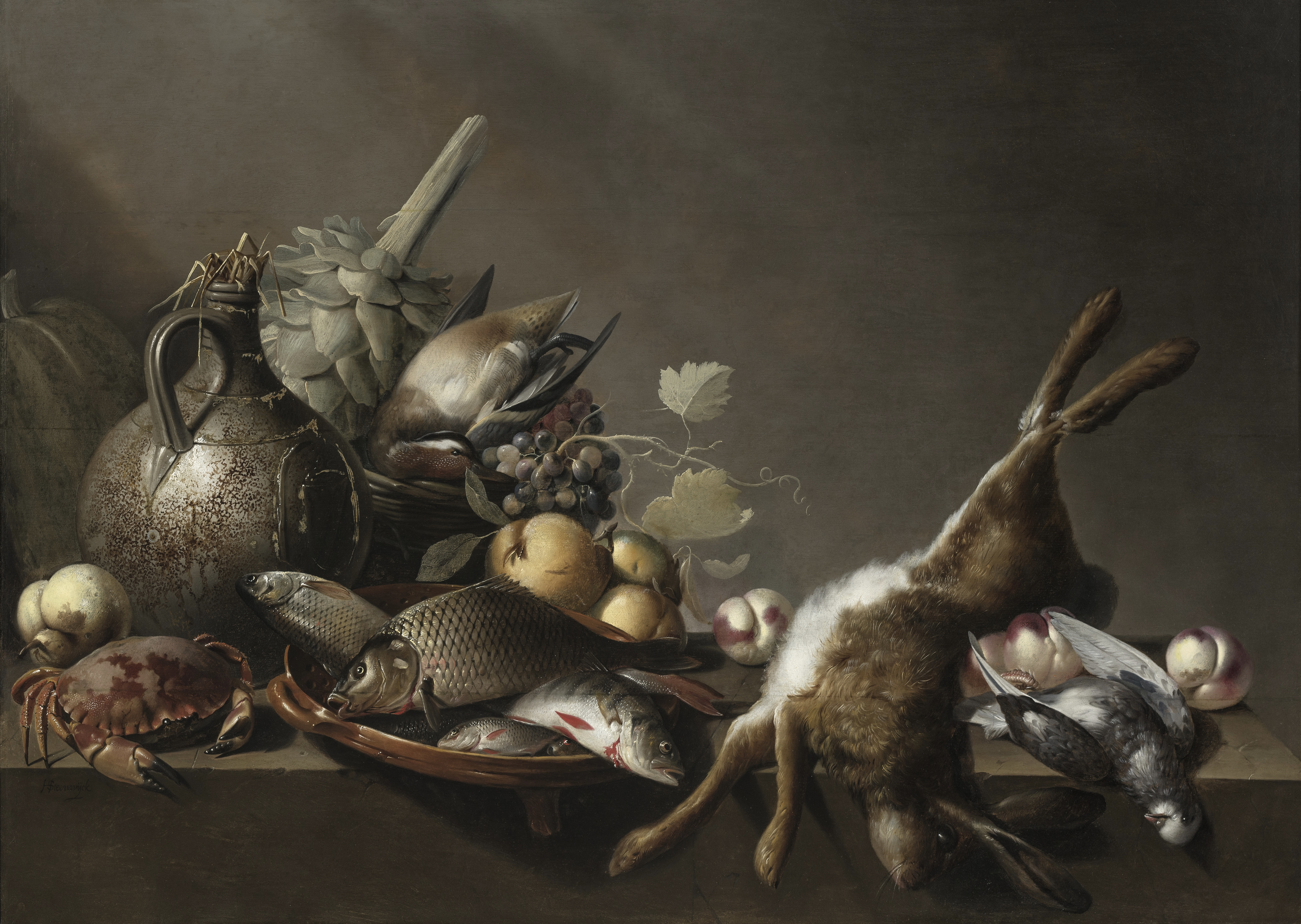 harmen-van-steenwyck-stillleben-mit-artischocke-hase-und-krebs