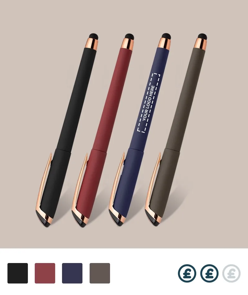 Custom Laggan Soft Touch Rose Gold Gel Pen with Stylus