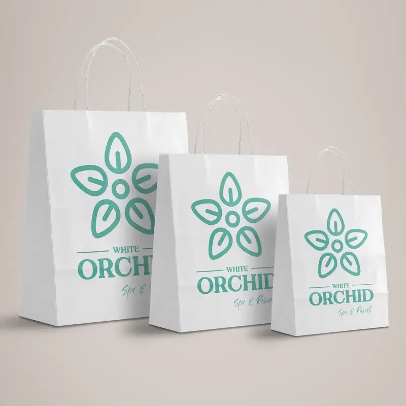White Kraft Paper Bag - Size Comparison