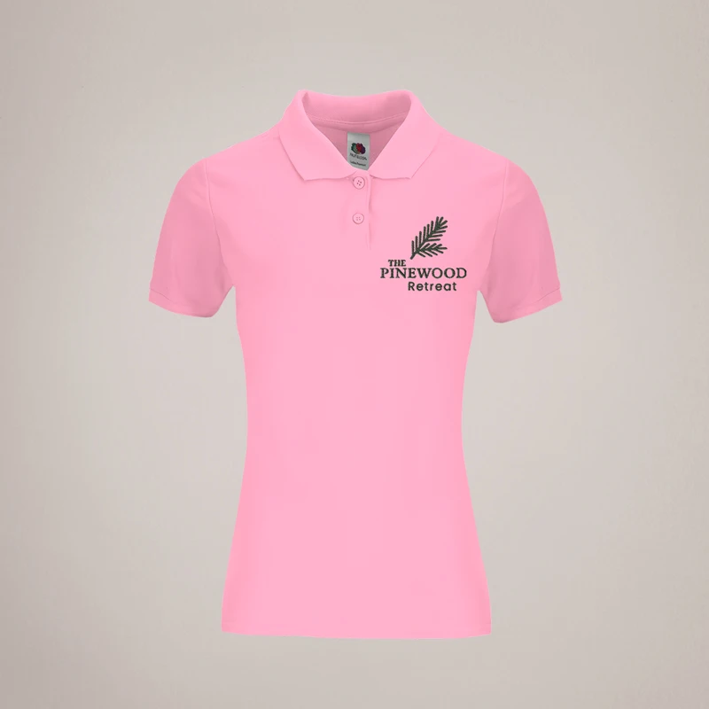 Pink Embroidered Polos