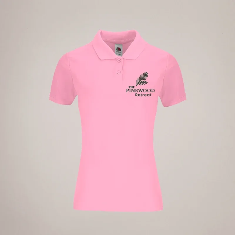 Pink Embroidered Polos