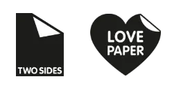 two sides & love paper logos
