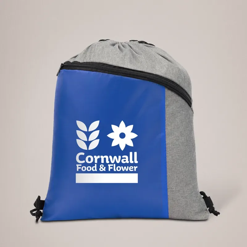 Custom drawstring bag with zip
