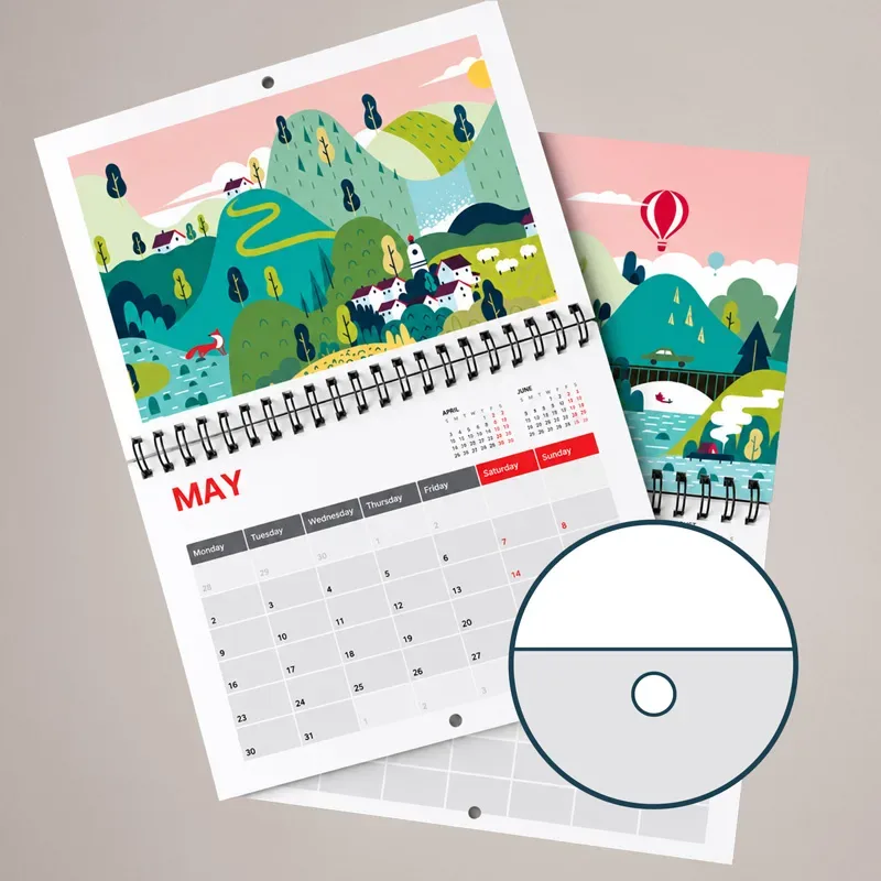 Wiro Bound Drilled Calendars with binding type 