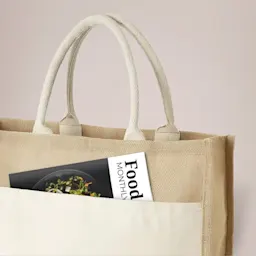 Bag Pocket Close Up with A6 Food Pamphlet Thumbnail
