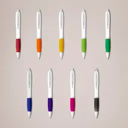 Nash Ballpoint Pen with White Barrel and Coloured Grips Thumbnail