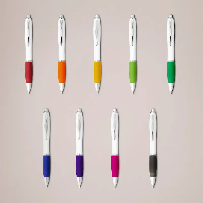 Nash Ballpoint Pen with White Barrel and Coloured Grips