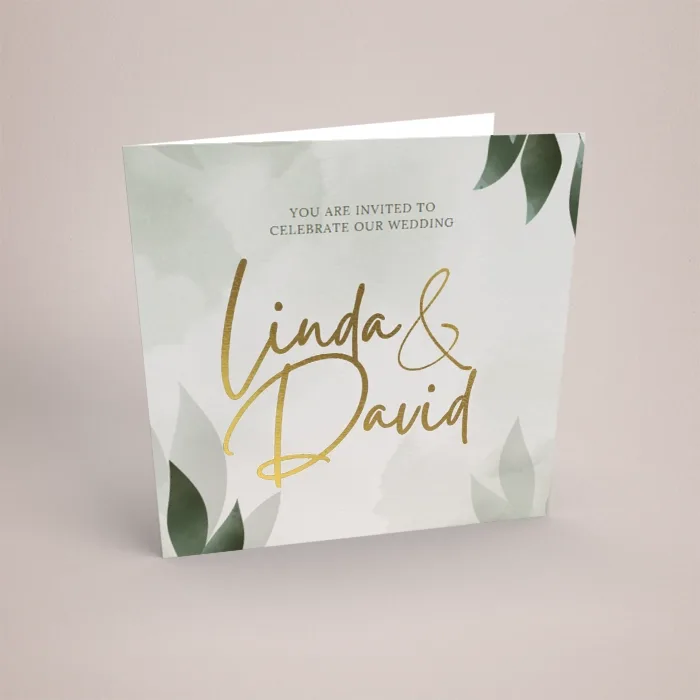 Foiled wedding invitation cards