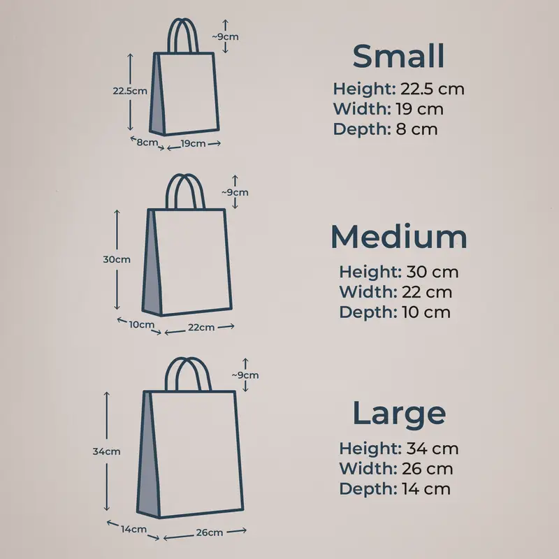 Personalised Paper Bags - Size Chart