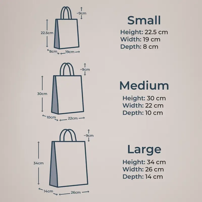 Personalised Paper Bags - Size Chart