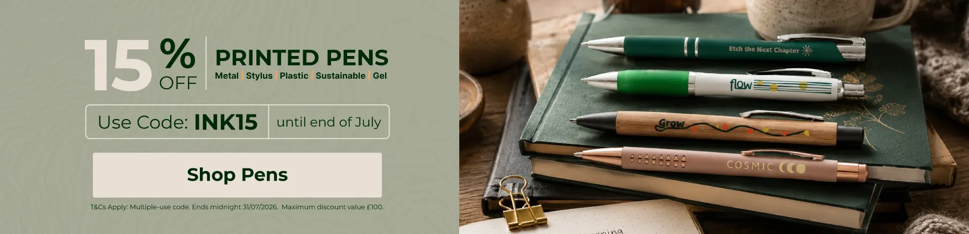 15% off pens
