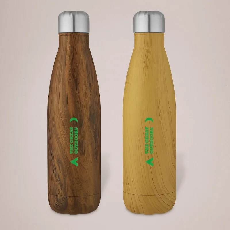 Cove 500ml Vacuum Insulated Stainless Steel Bottle with Wood Print