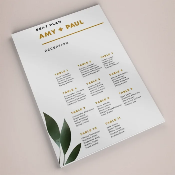Seating Plan Signs
