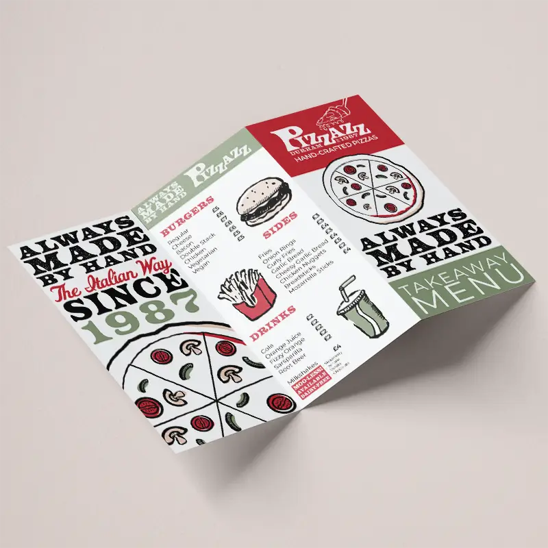 Takeaway Menu Printing - Folded menus
