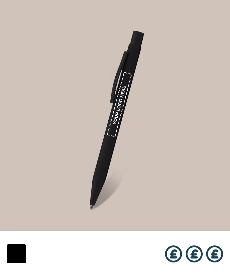 Black soft-touch branded pens