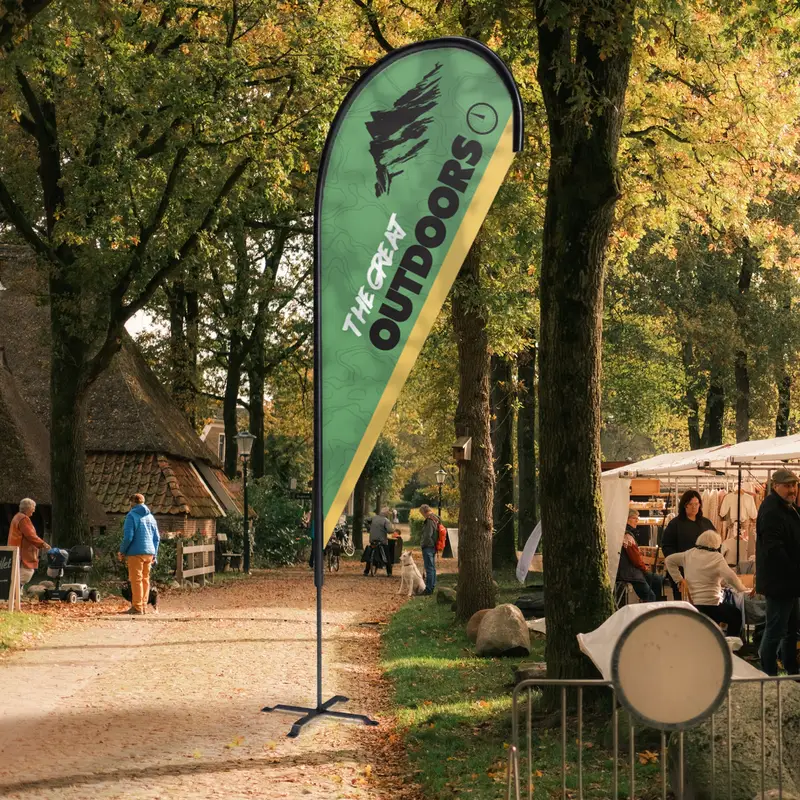 Teardrop flag in the park