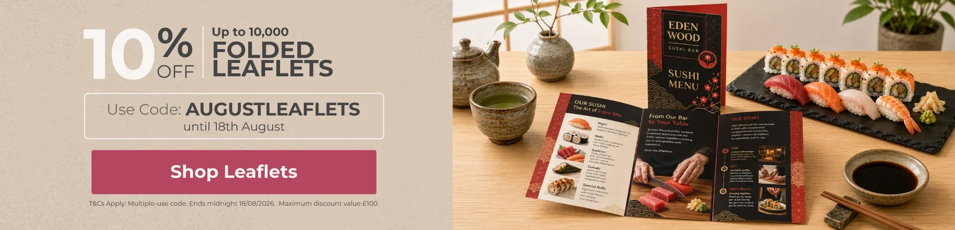 10% off up to 10,000 leaflets