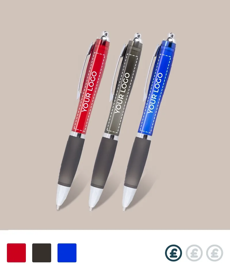 Nash Ballpoint Pen Coloured Barrel and Black Grip - custom printed