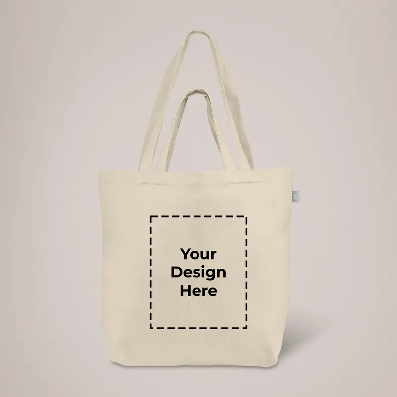 Double handed natural tote bag ready for printing