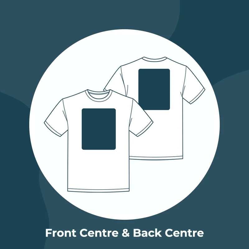 Front centre and back centre t-shirt print area