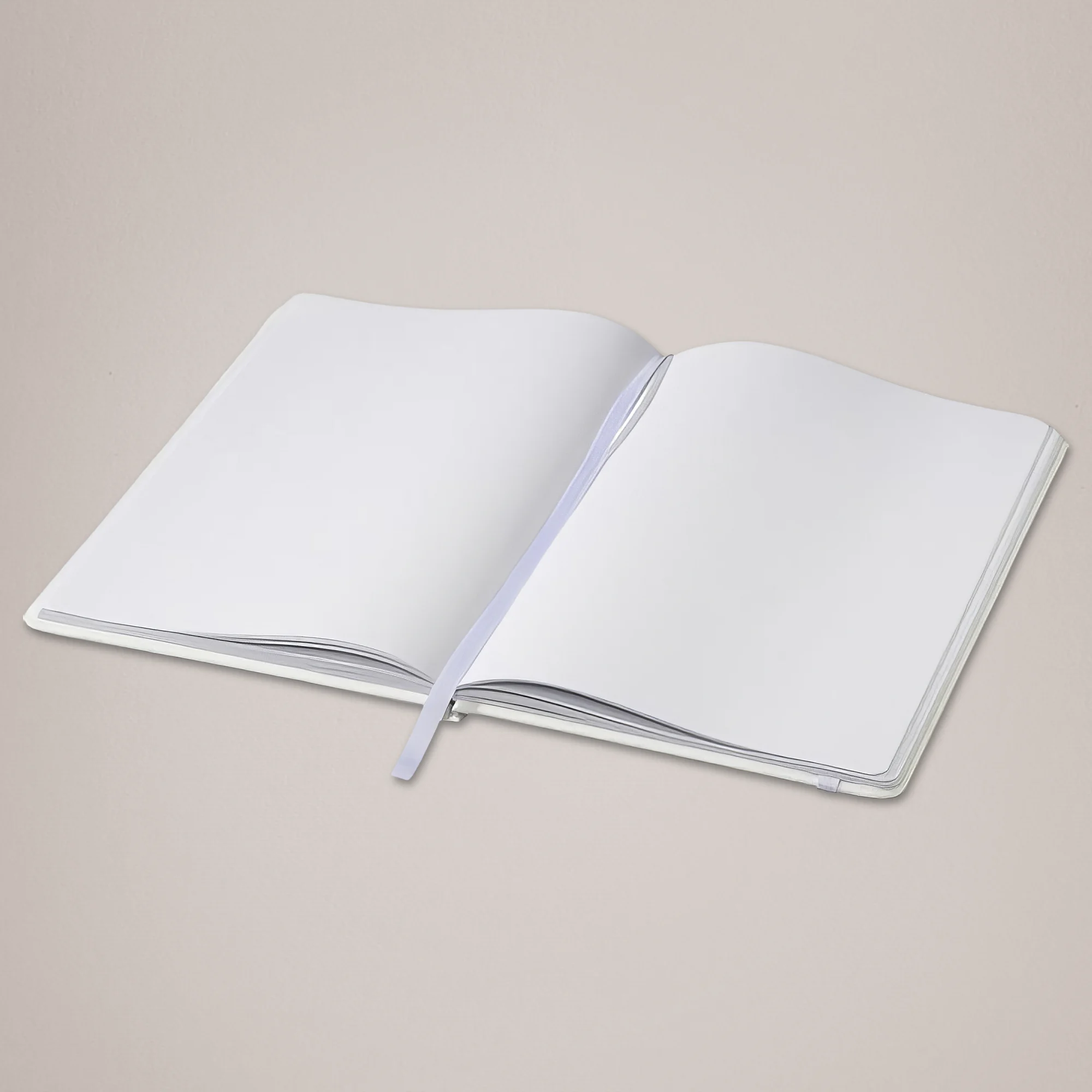 Blank Page A5 Writing Notebook in White - Open