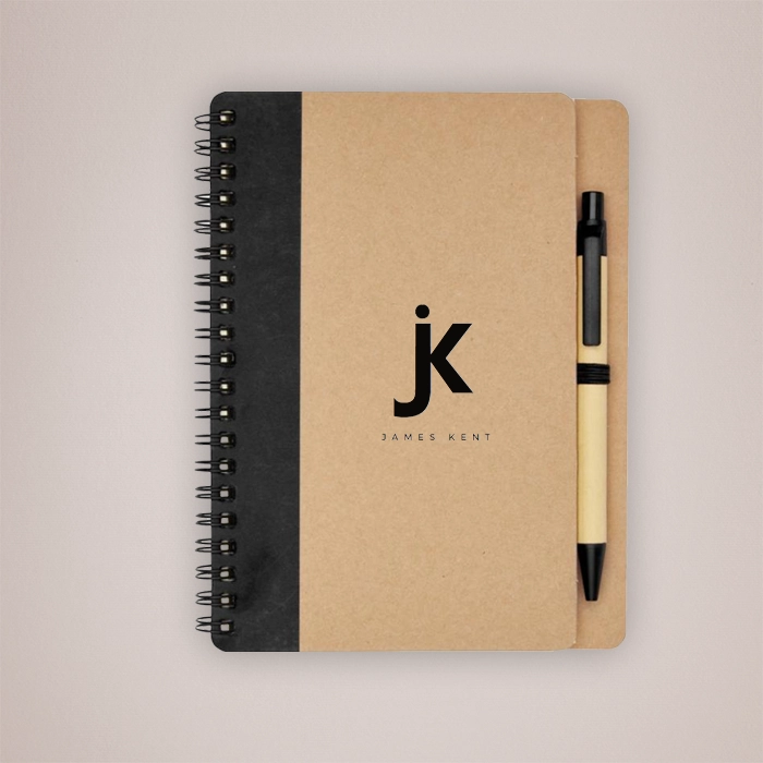 Black Priestly recycled notebook with pen | Read For Branding