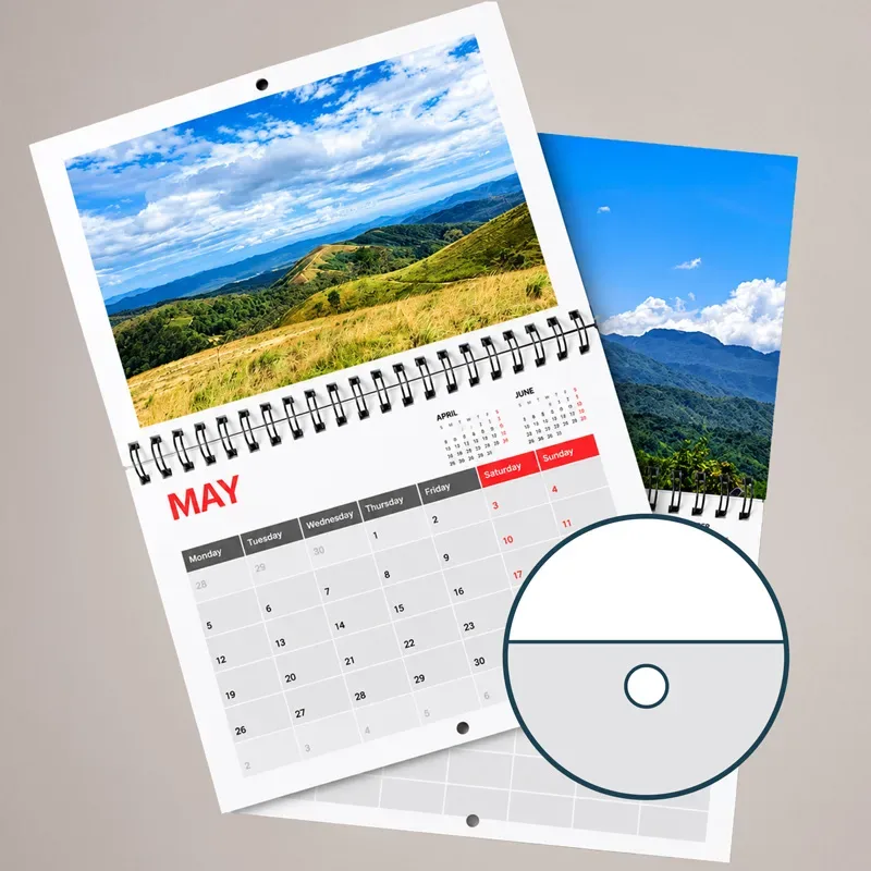 Wiro-Bound Photo Calendars with hanging method 
