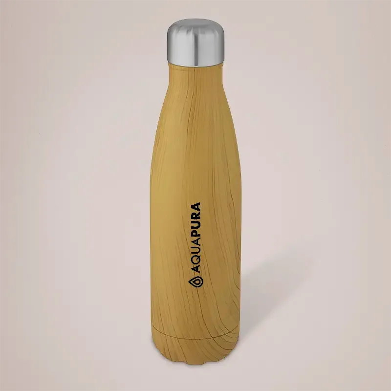 Cove 500ml Vacuum Insulated Stainless Steel Bottle with Wood Print
