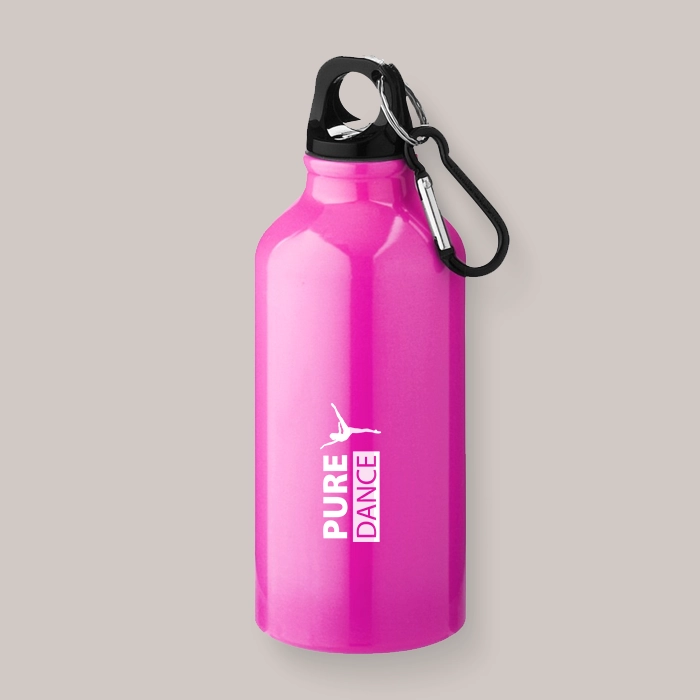 Pink 400ml Aluminium Water Bottle with Carabiner