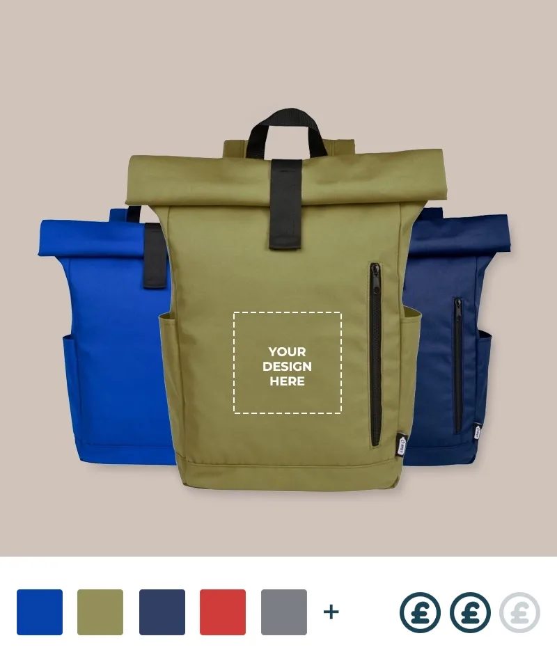 15.6" GRS RPET Roll-Top Backpack - customisable