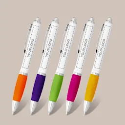 Nash Ballpoint Pen with White Barrel and Coloured Grips Thumbnail