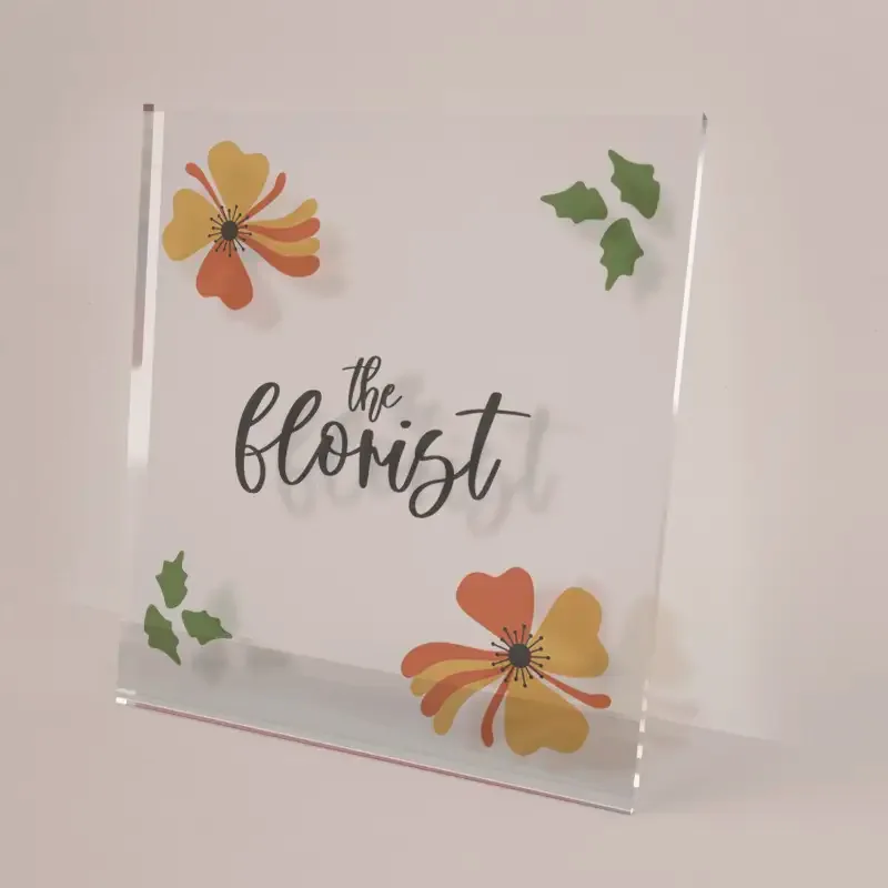 Clear acrylic sign (Plexiglas®)