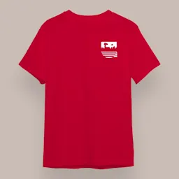 Red Gildan T-Shirt | Front Left Printed T-Shirt Thumbnail