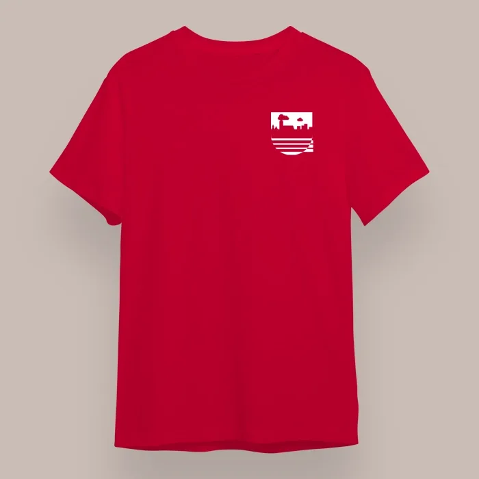 Red Gildan T-Shirt | Front Left Printed T-Shirt