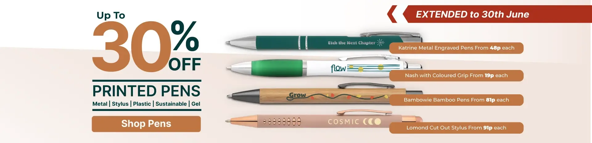 Up to 30% off pens