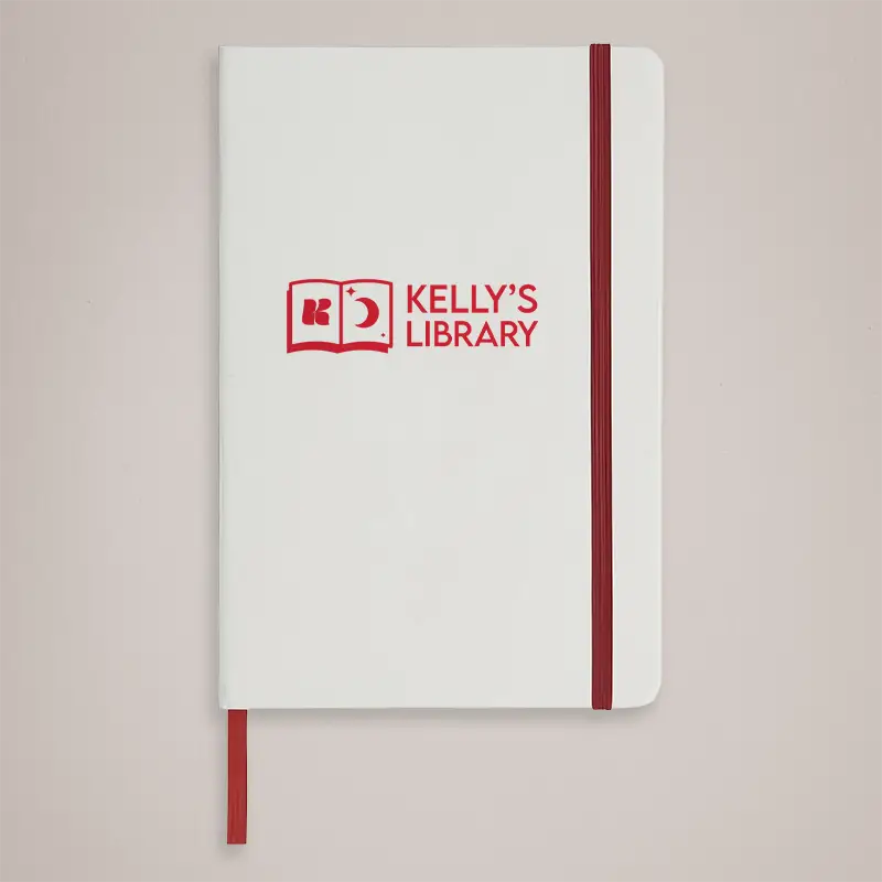 White Custom Notebook with Red Coloured Strap