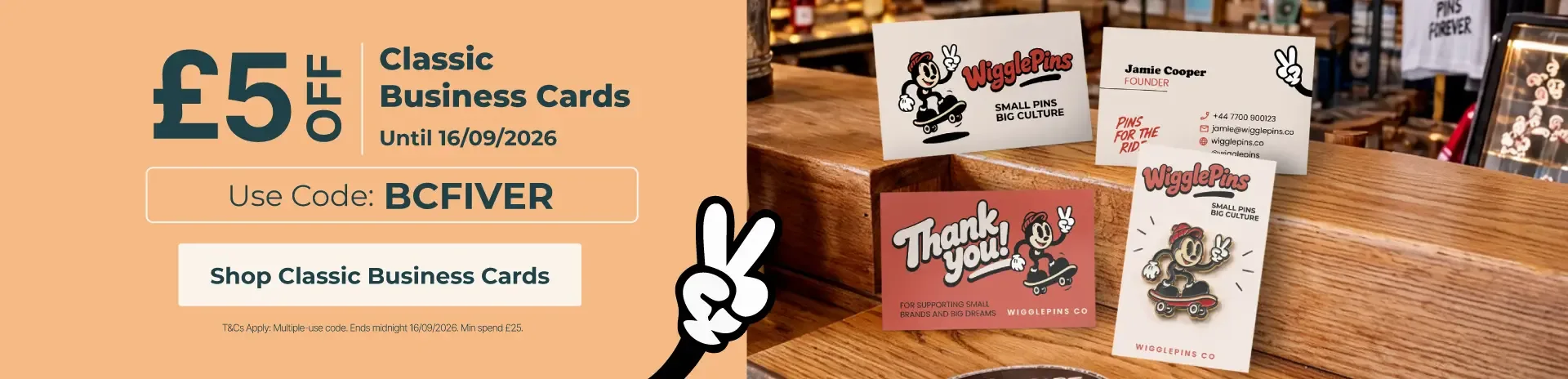 Β£5 off Β£25 spend on classic business cards