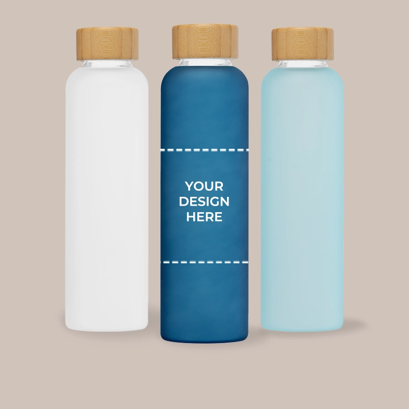 Custom Printed Frosted Glass Bottle with Bamboo Lid - Print Area