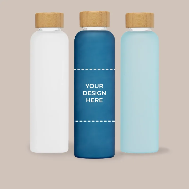 Custom Printed Frosted Glass Bottle with Bamboo Lid - Print Area