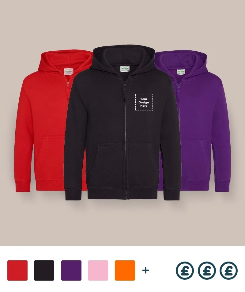 Customisable kids' zipped hoodies