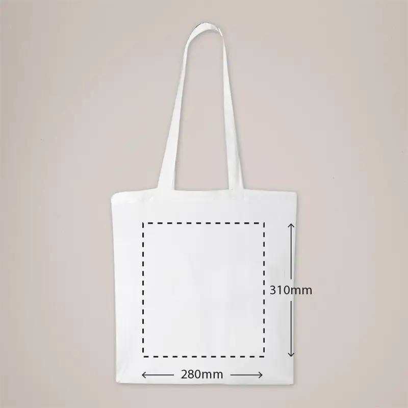 Custom Medium Weight Cotton Tote Bag - Print Dimensions