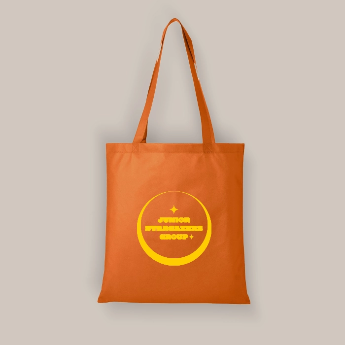 Printed orange tote bag single-colour