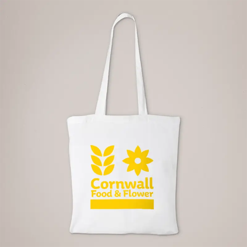 Yellow printed cotton tote bag
